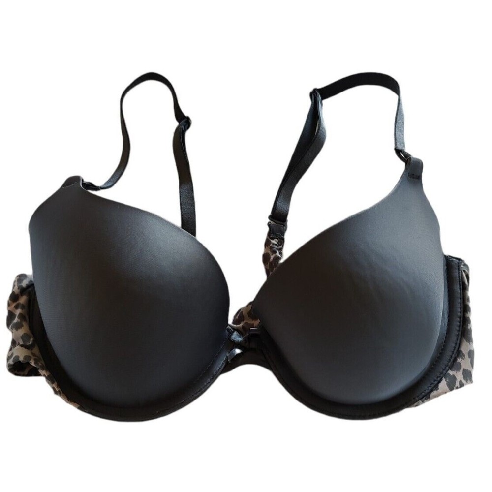 Victoria's Secret Demi Grey and Leopard Bra 36B Padded Lined Underwire EUC